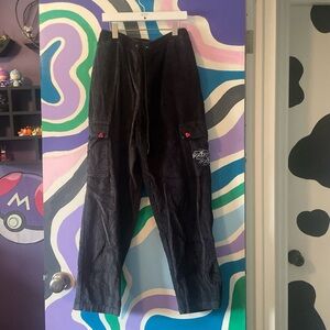 Black & Grey Corduroy Split Pants